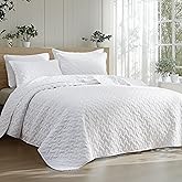 Bedsure Quilts King Size - Lightweight Bedspreads King Size with Basket Weave Pattern, Soft Quilt Bedding, White Comforter Coverlet for All Seasons (106" x 96")