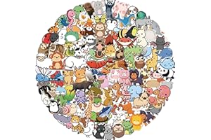 LAZAMYASA 108Pcs Cute Animal Stickers,2-3in Vinyl Waterproof Stickers for Laptop,Bumper,Skateboard,Water Bottles,Computer,Phone, Cute Animal Stickers for Kids Teens (108PCS)