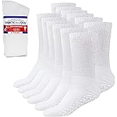 Debra Weitzner 6Pk Non-Binding Loose Fit Sock - Non-Slip Diabetic Socks for Men and Women - Crew, Ankle