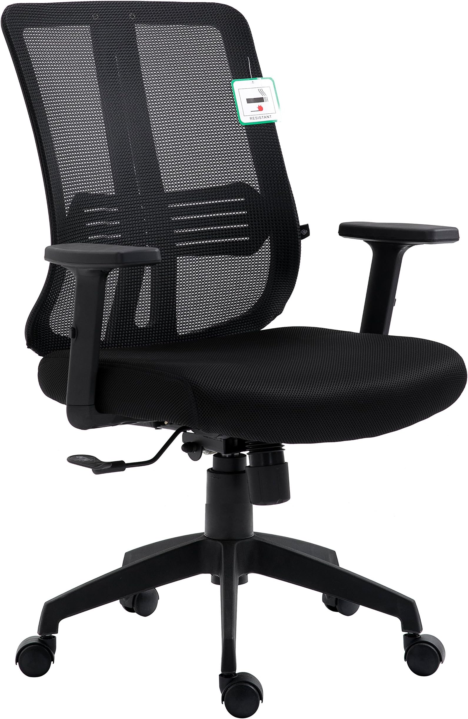 Cherry Tree FurnitureMesh Back Executive Office Chair Swivel Desk Chair with Synchro-Tilt, Adjustable Armrest & Headrest (Black, No Headrest)