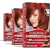 Revlon ColorSilk with Bond Repair Complex, Auburn Permanent Hair Color, 100% Gray Coverage, Ammonia Free Hair Dye, Vegan Keratin, 42 Medium Auburn (Pack of 3)