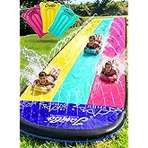 JAMBO XL 20Ft Summer Vibes Premium Slip and Slide with 3 Bodyboards, Heavy Duty Water Slide- Advanced 3-Way Water Sprinkler System, Backyard Waterslide Outdoor Water Toys n Slides for Kids