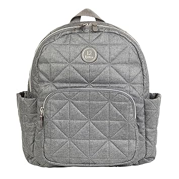 grey quilted backpack