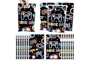 ArianQicult Video Game Party Favor Bags - 50Pcs Neon Video Gaming Goody Candy Treat Gifts Bags, Game on Theme Party Decorations for Kids Boys Girls Birthday Supplies