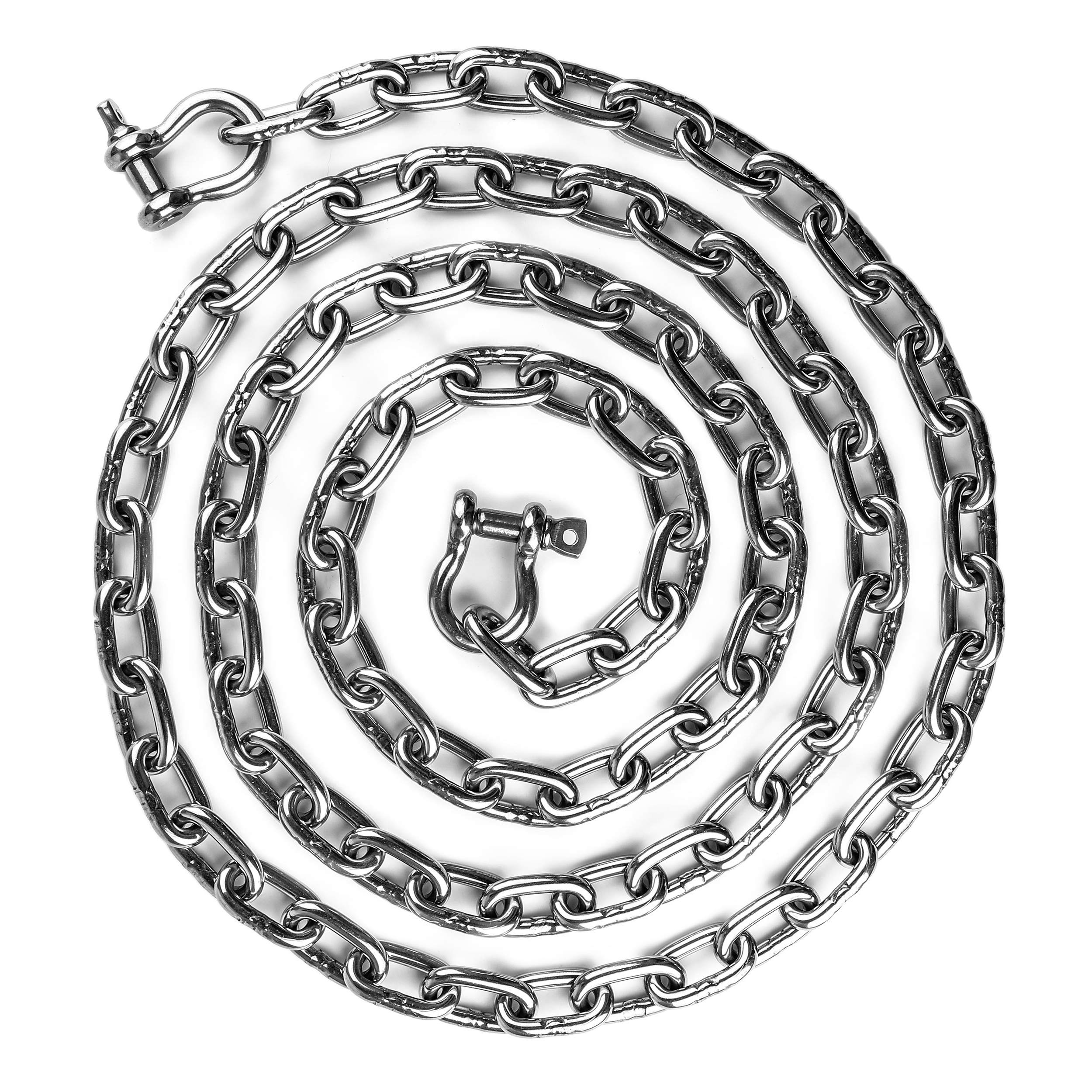 HarborCraft 10 Foot Stainless Steel 316 Anchor Chain 5/16" by 10 Foot Long with 2 Stainless Steel Shackles Min. Break Load 7,600 LBS