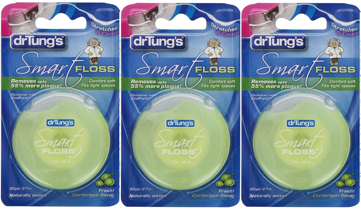 Dr. Tung's Smart Floss, 30 yds, Natural Cardamom Flavor 1 ea Colors May