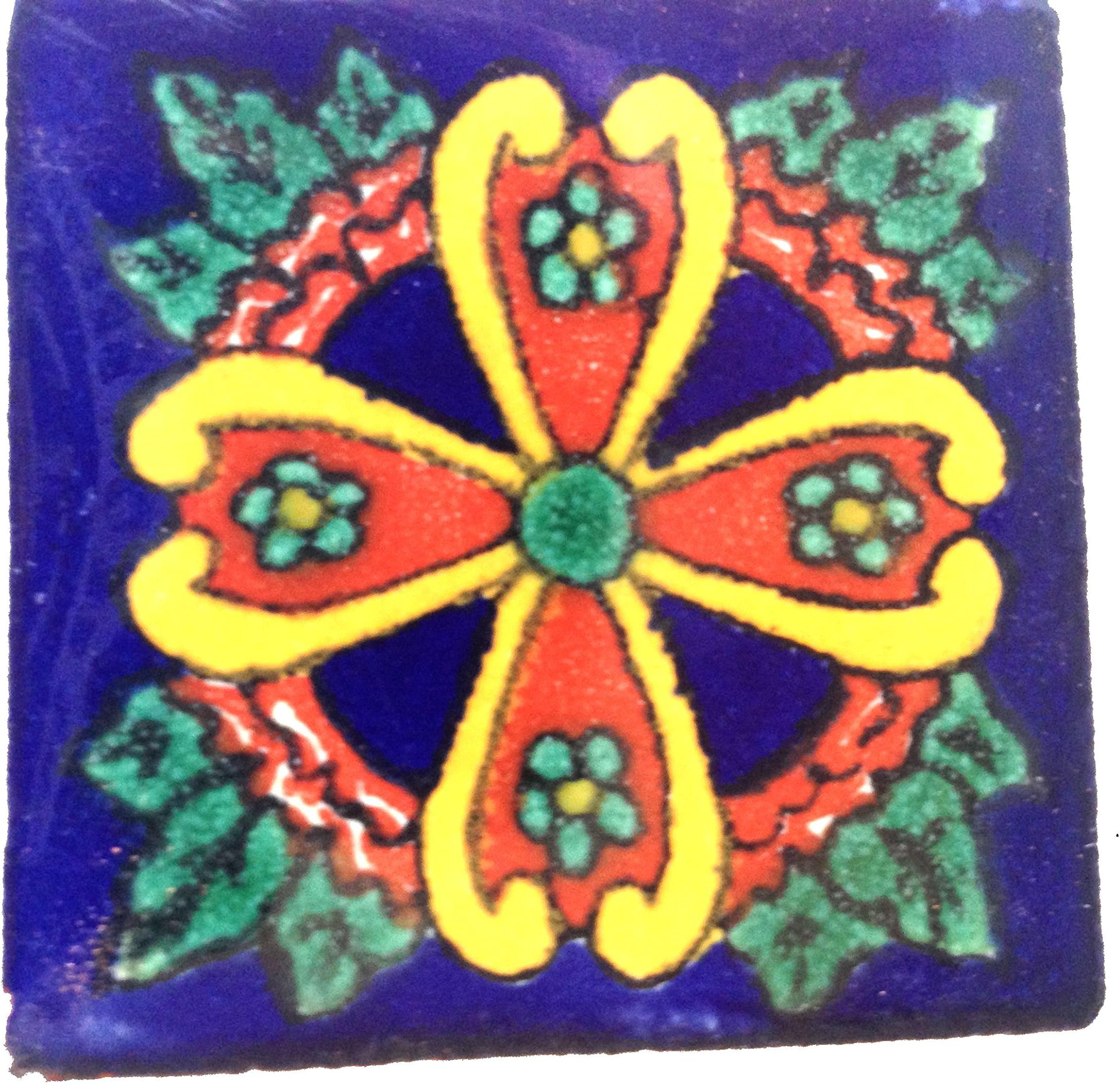 Talavera Fair Trade Handpainted Glazed Mexican Day Dead Dia Los Muerto Ceramic Tile