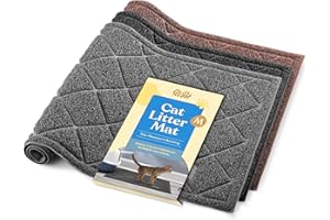 PITPET Durable Thick Cat Litter Mat - Modern Cat Mat With Non-Slip Bottom Stays In Place - Super Soft On Kitty Paws - Easy To Clean Litter Box Mat - Waterproof Cat Litter Trapping Mat Protect Floors.