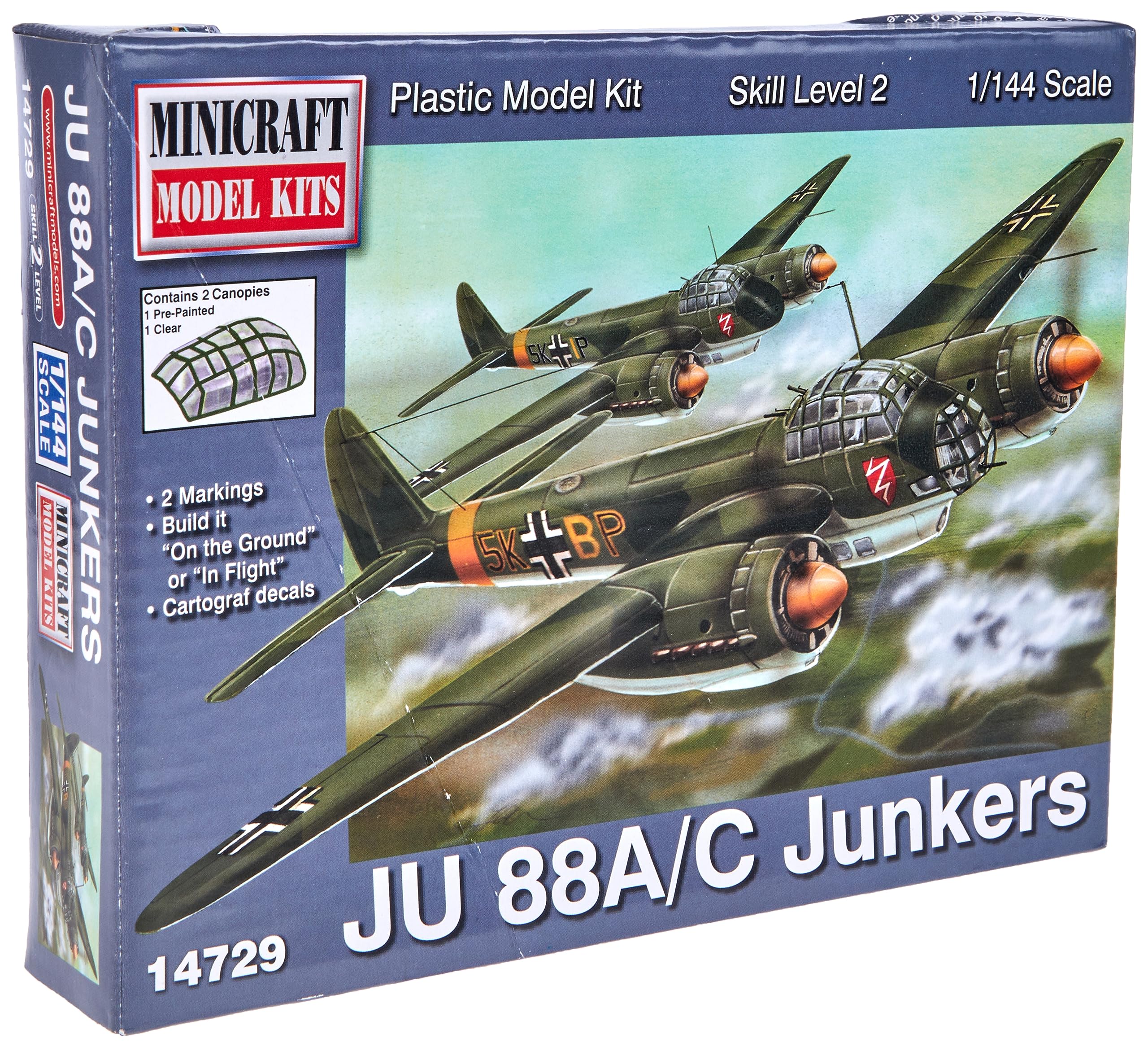 Minicraft 584729" 1/144 JU 88A/C Model Kit, Transparent