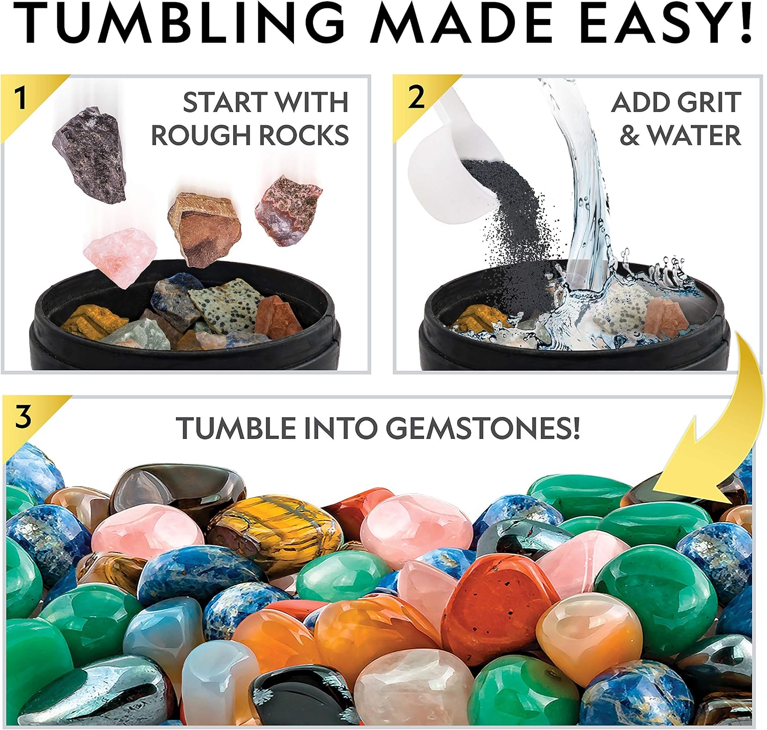 NATIONAL GEOGRAPHIC Hobby Rock Tumbler Kit, Rock Polisher for Kids & Adults, Durable Noise-Reduced Barrel, Rocks - Image 3