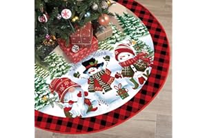 TIAMON 48 Inch Christmas Tree Skirt Polyester Xmas Tree Skirt with Snowflake Deer Snowman Pattern Christmas Decorations for Winter Xmas Holiday Farmhouse Indoor Party Decorations (Snowflake)
