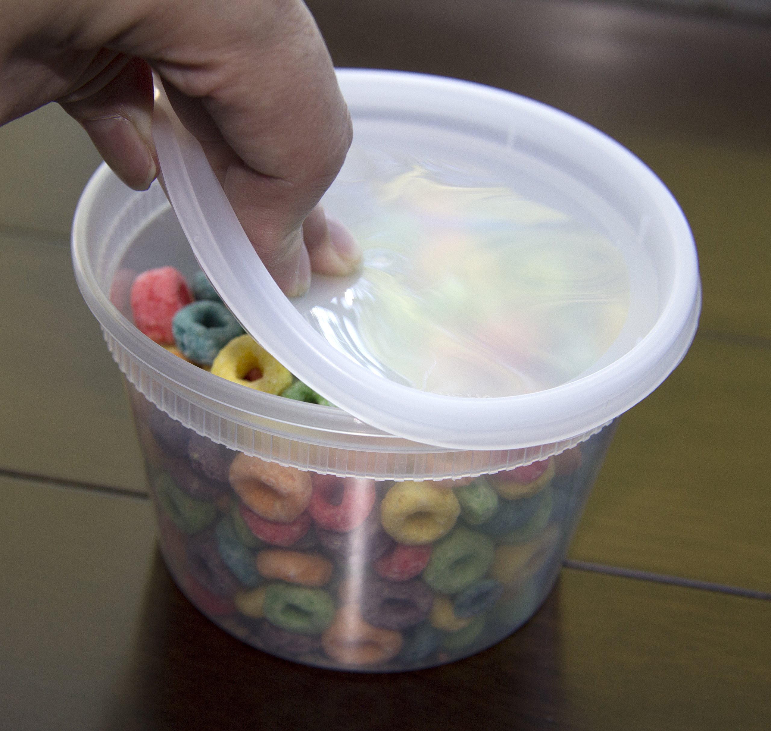 Food Storage Containers with Lids, Round Plastic Deli Cups, US Made, 16