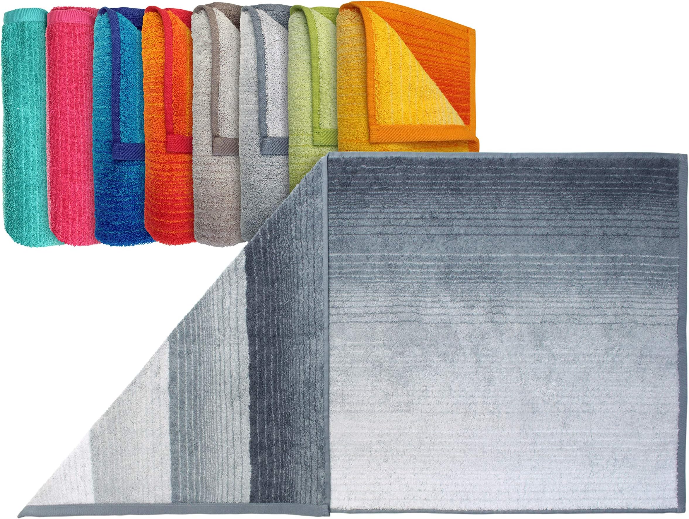 'Towel "COLORI – Available in 6 Bright Colours and 3 Sizes – High Quality and practical Cord Hook, grey, 50 x 100 cm hand towel