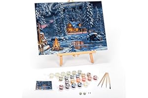 Ledgebay DIY Paint by Numbers Kit for Adults Framed Canvas Beginner to Advanced Paint by Numbers Kit Kits Include Acrylic Paint Set Brushes Tabletop Easel (Aurora Bliss 12" x 16" Framed)