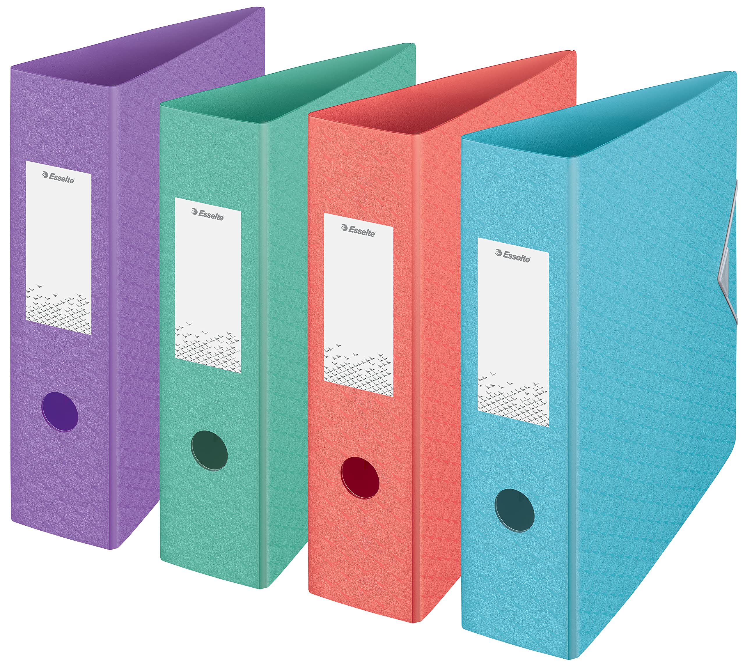 Esselte Lever Arch File, 500 Sheet Capacity, 82mm Spine, Lightweight A4 Folder, Home/Office Use, Embossed Pattern, Colour'Breeze Range, Assorted Pastel Shade, 629219