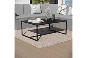Merrick Lane Lakeland Metal Patio Coffee Table - Black - Indoor/Outdoor