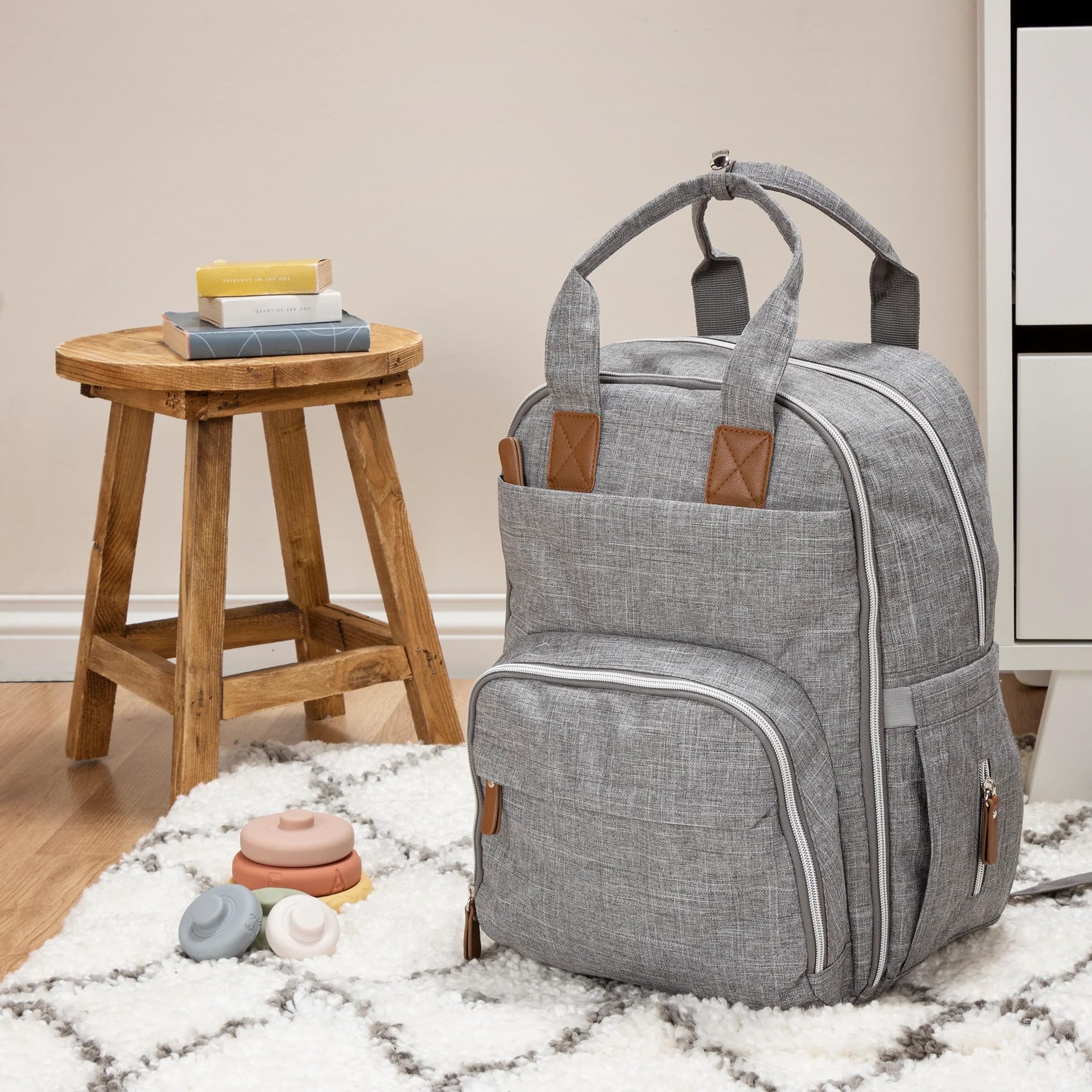 Trend Lab Diaper Bag Backpack Baby Bag Organizer with Removable Changing Station Pad, Includes Zipper Opening for Baby Wipes and Insulated Pockets for Bottles