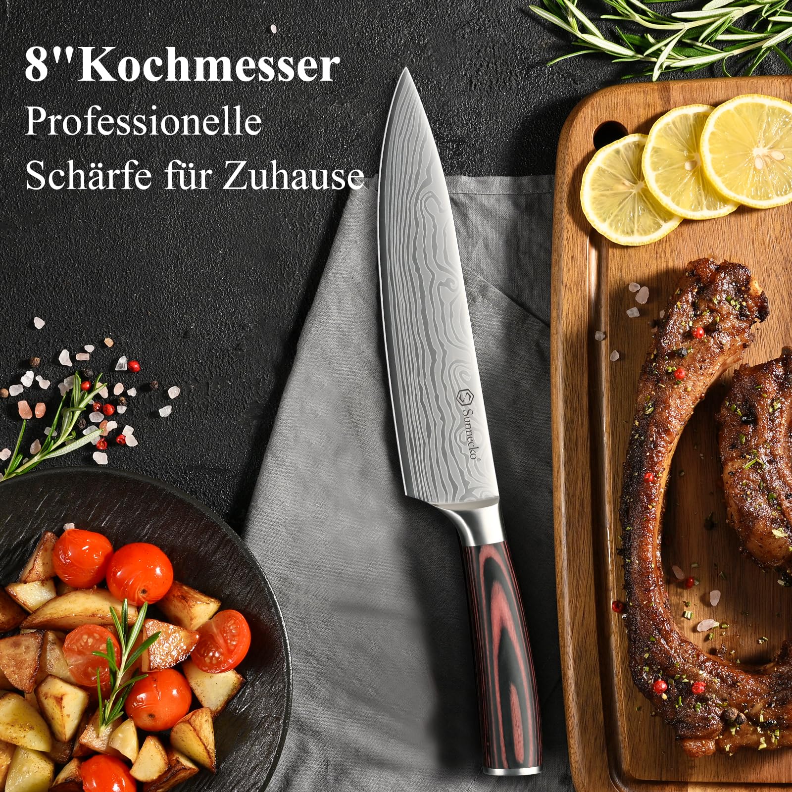 Sunnecko 20cm Messer Küchenmesser Kochmesser 2