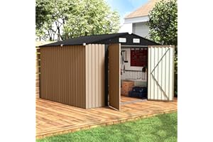 Real Relax 8x10 FT Metal Storage Shed, Large Outdoor Shed with Reinforced Frame & Heavy Wind/Snow Resistance, Secure Lock, fo