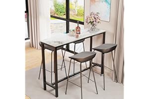 Wisfor Bar Table Rectangle Sintered Stone: 47.2" Long Marble Bars Tables Counter Height 41" Cocktail Table Bar Furniture for 