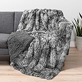 Pavilia Gray Fluffy Throw Blanket for Couch, Fuzzy Plush Warm Blanket, Super Soft Thick Faux Fur Sherpa, Tie-Dye, 50x60