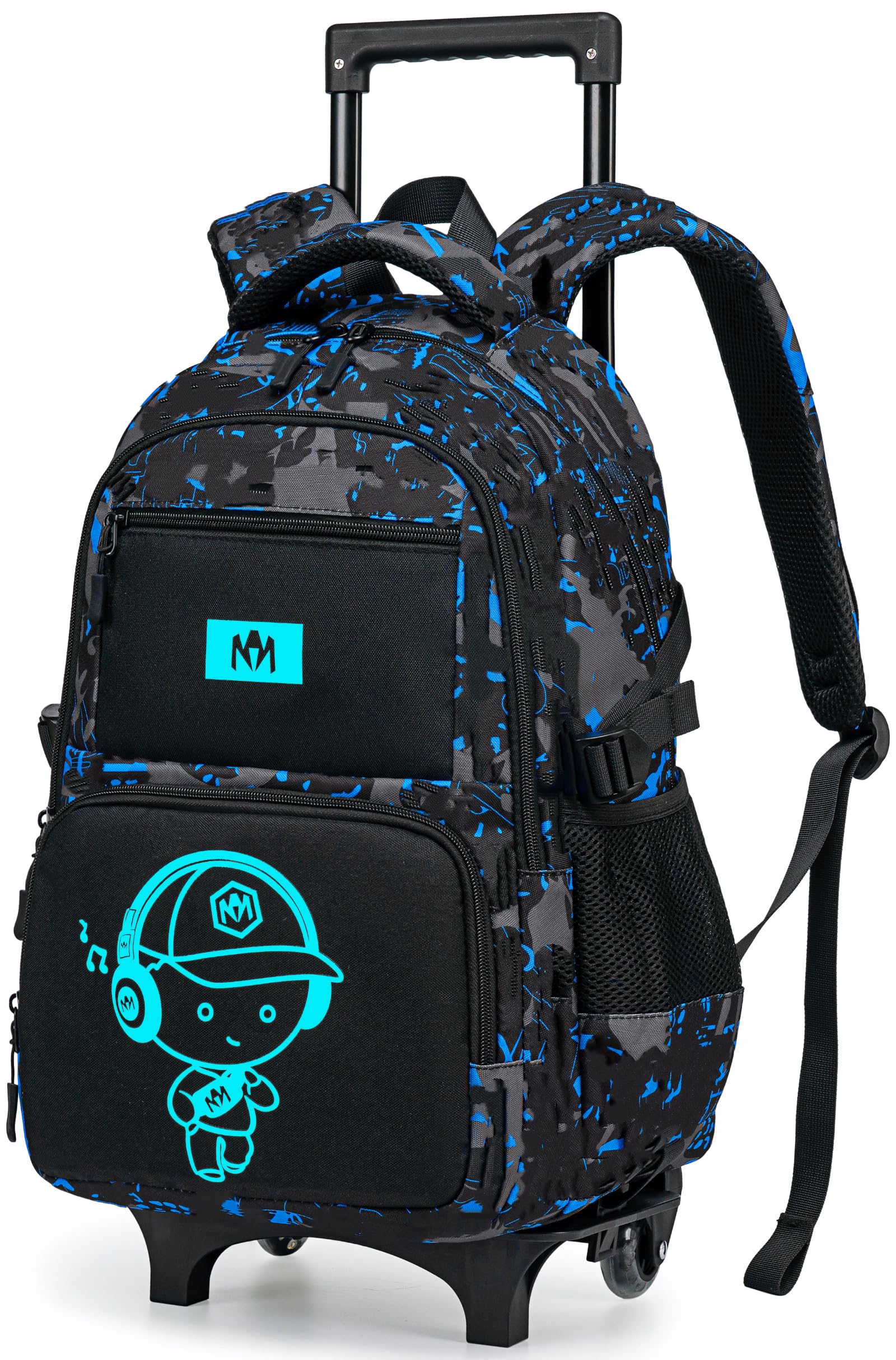 Photo 1 of Bluboon Rolling Backpack with Wheels Kids Backpack for Boys Teens Wheeled Bookbag Kids Luggage Travel Hiking