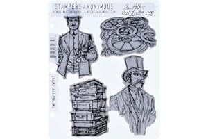 Stampers Anonymous Tim Holtz Cling Rubber Stamp Set, 7 by 8.5-Inch, Time Travelers