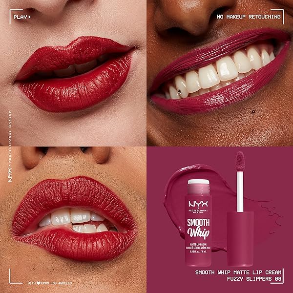 NYX PROFESSIONAL MAKEUP SMOOTH WHIP MATTE LIP CREAM, LONG LASTING, MOISTURIZING, VEGAN LIQUID LIPSTICK – FUZZY SLIPPERS (WARM PLUM)