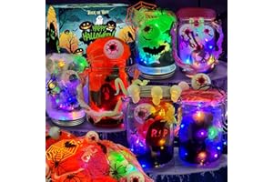 AIVEI 6 Pack Halloween Crafts for Kids Mason Jar with Accessories DIY Lantern Crafts Kits Halloween Activities Toys Bulk Art Supplies Gifts for Girls Boys Adults