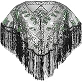 EORUBE 1920s Shawl Sequin Beaded Evening Cape Wraps for Gatsby Party Women Evening Cape Vintage Flapper Cover Up