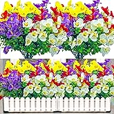 NOV FIRE 8 Bundles Artificial Flowers for Outdoors,UV Resistant Faux Plastic Flower Shrubs Fake Flowers for Outdoors Indoor Home Décor(Mix Colors)