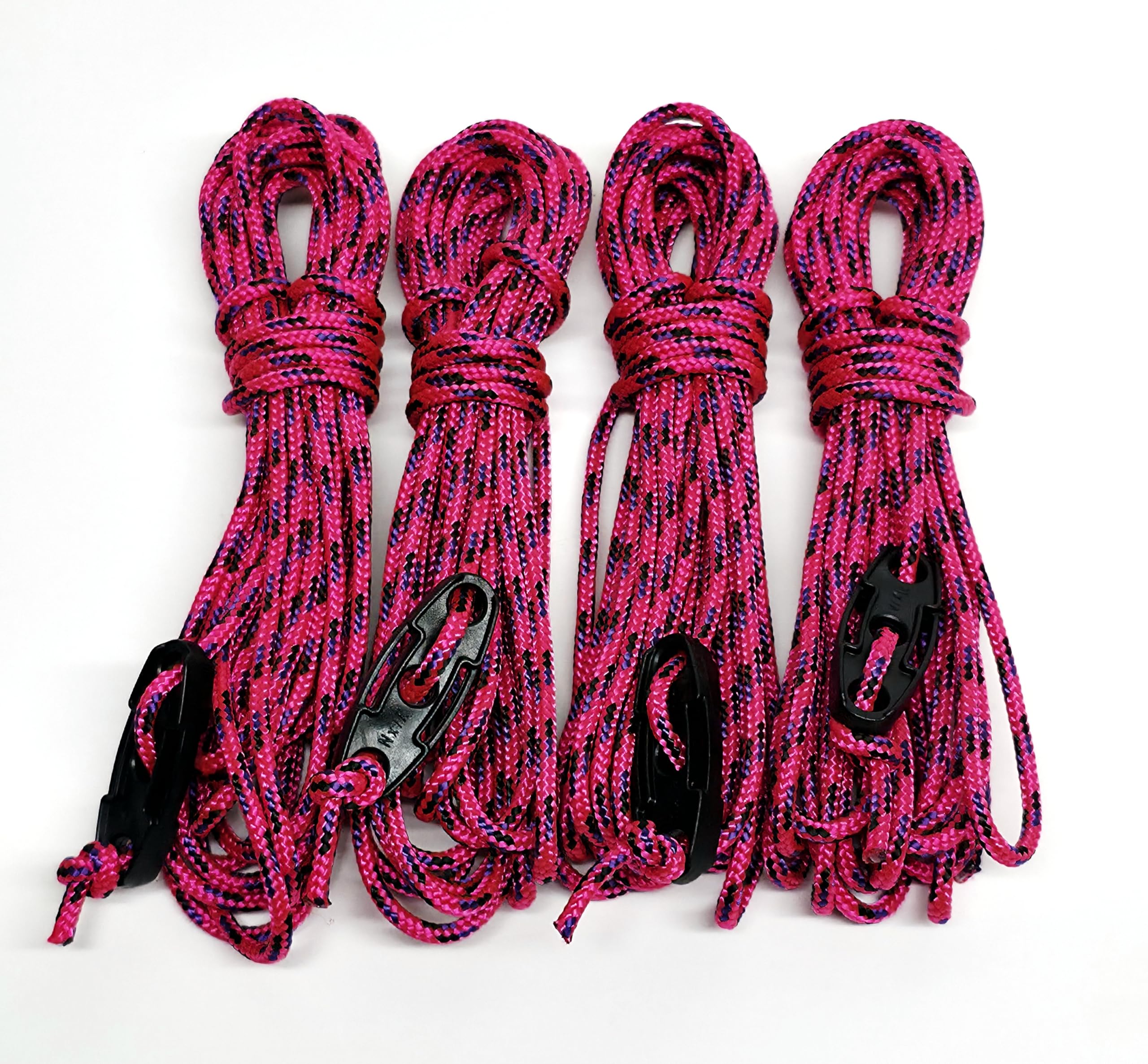 Guy Ropes 3mm 4m Guy Lines Tent Camping Cords Heavy Duty Pack of 4 (Pink With Purple and Black Fleck)