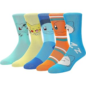 Bioworld Pokemon Character Heads Women’s 5-Pair Pack Crew Socks