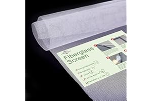 Window Screen Mesh, Loboo Idea Fiberglass Screen Replacement Mesh, Warehouse Fiberglass Window and Door Screen Mesh for Patio and Windows (White, 120x100cm (47.24x39.37 Inches))