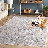 Safavieh Antique Patina Collection Area Rug - 8' x 9'6", Blue & Grey, Traditional Design, Stain Resistant, Ideal for High Tra