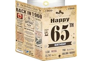 65th Birthday Card for Women & Men - Back In 1960 Newspaper - 65 th Happy BIRTHDAY Card - 65 Birthday Gift for Her & Him - JU