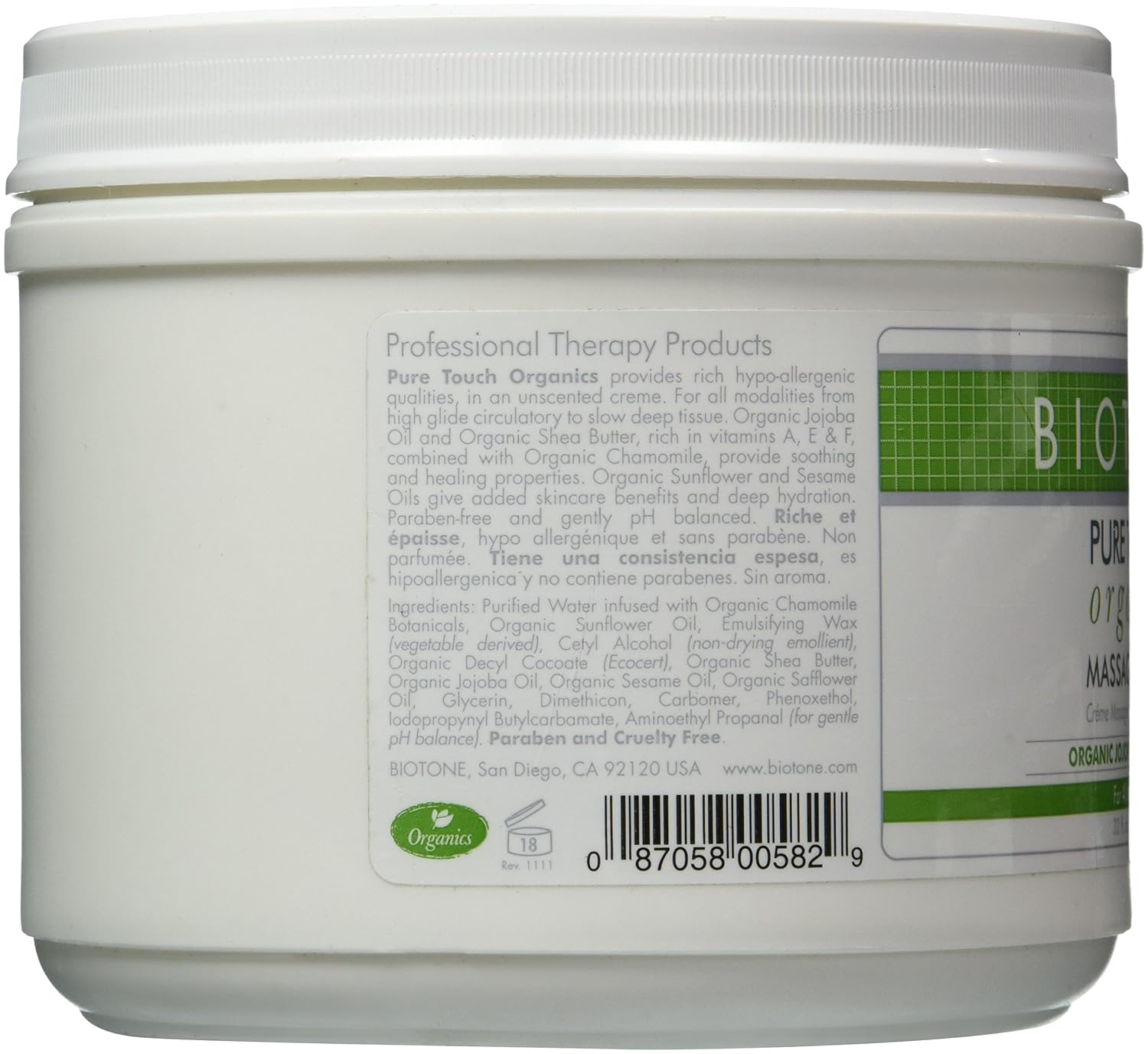 Biotone Pure Organic Massage Creme, 7 Ounce : Massage Lotions : Beauty