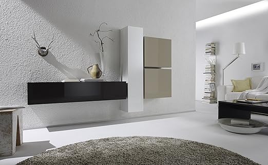 Wohnwand Anthrazit Weiss Sand Echt Hochglanz Lackiert Amazon De Kuche Haushalt