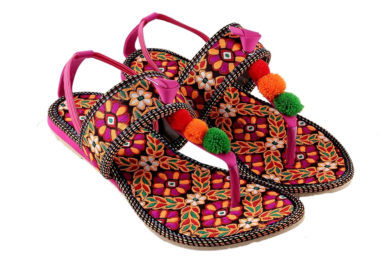 shree synthetic leather women's rajasthani jaipuri work kolhapuri chappals