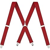 Moulen Men's X-Back 1.4 Inches Wide 4-Clips Adjustable Suspenders