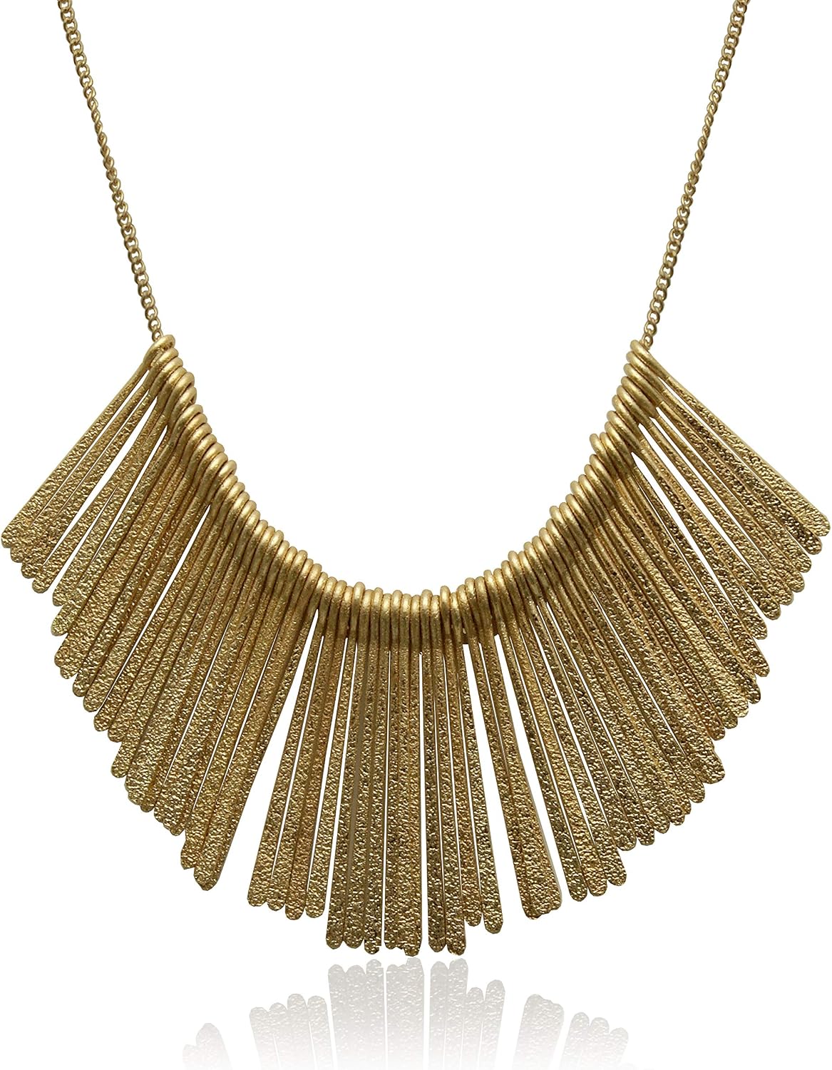 Juland Statement Bib Necklace With Golden Metal Fringe Drop Choker Necklace Earrings Set Fashion Bohemian Punk Ethnic Style For Women And Girls Jewelry Sets