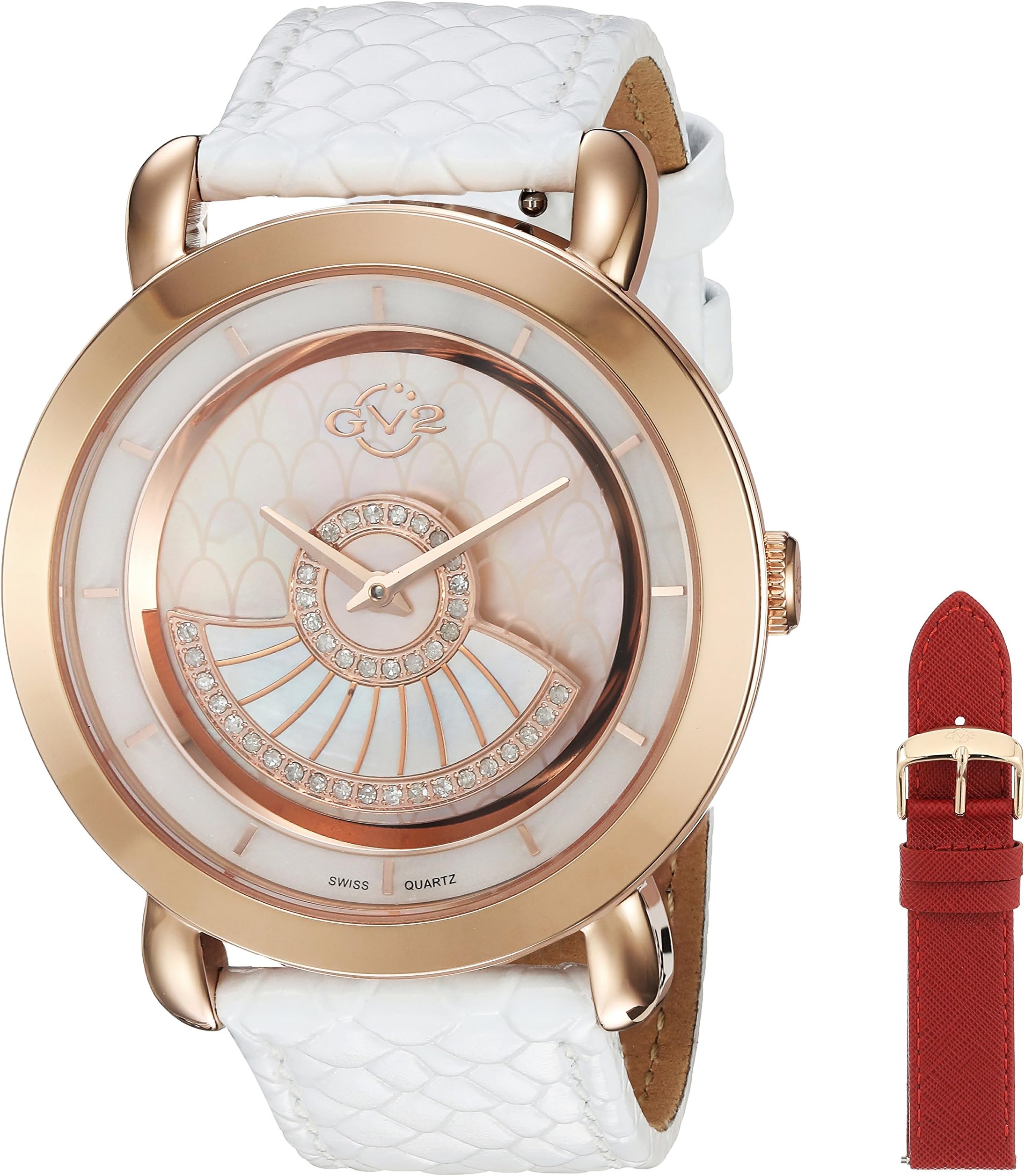 GV2 Women's Analog Swiss Quartz Watch with Leather Calfskin Strap 3601