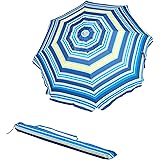 Amazon Basics Beach Umbrella - Blue/Yellow Striped