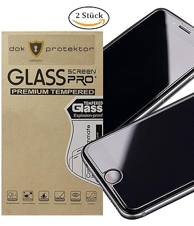 dok protektor Panzerglas passend für iPhone 6/6s/7/8 Displayschutzfolie 2 Stück - 9H Härte, extrem Kratzfest, Hartglas, 3D To
