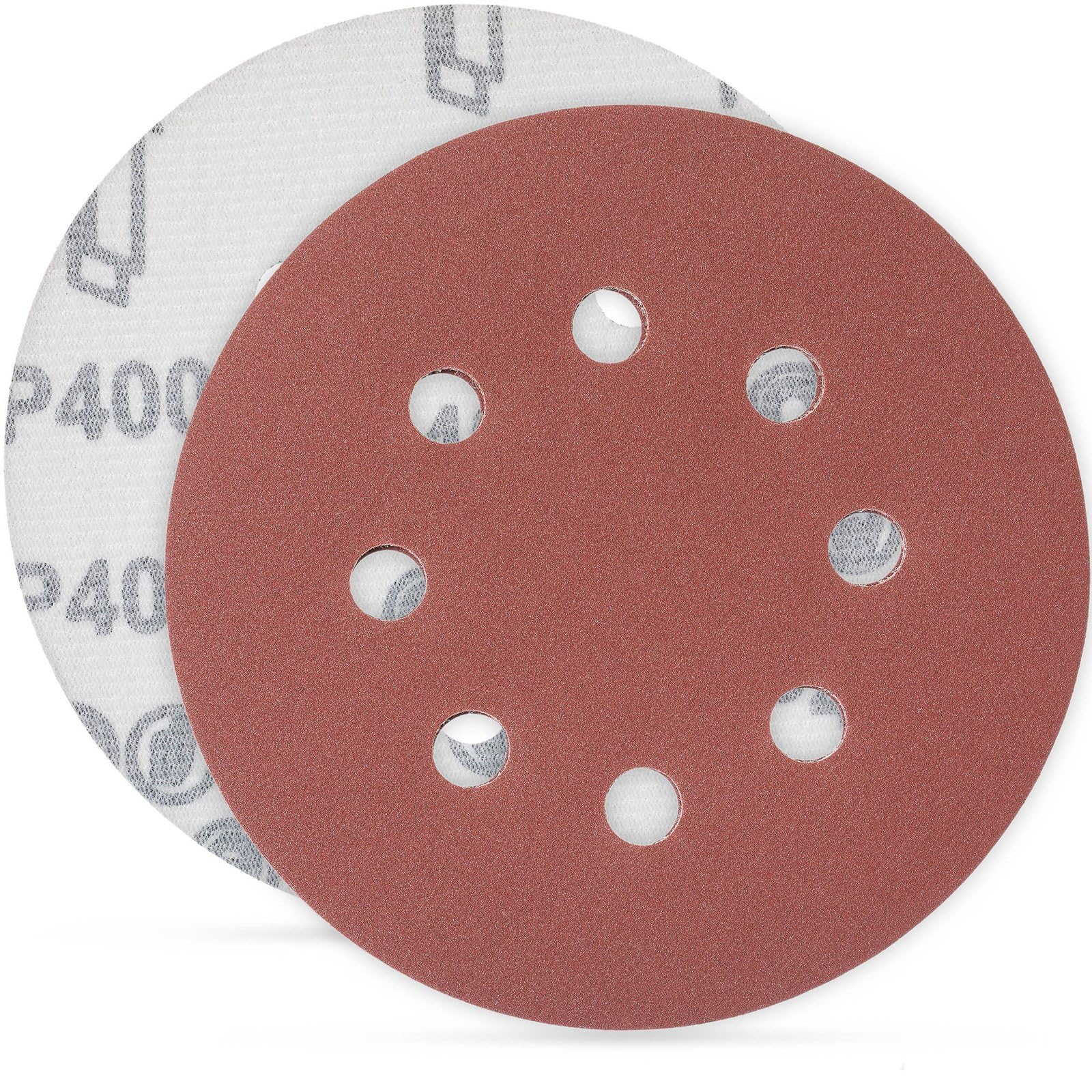 YoiYee 400 Grit Sanding Discs Pads, 8 Holes, 125mm/5-inch Hook and Loop Quick Change Sandpaper Sheet for Random Orbital Sander, 20 Pack