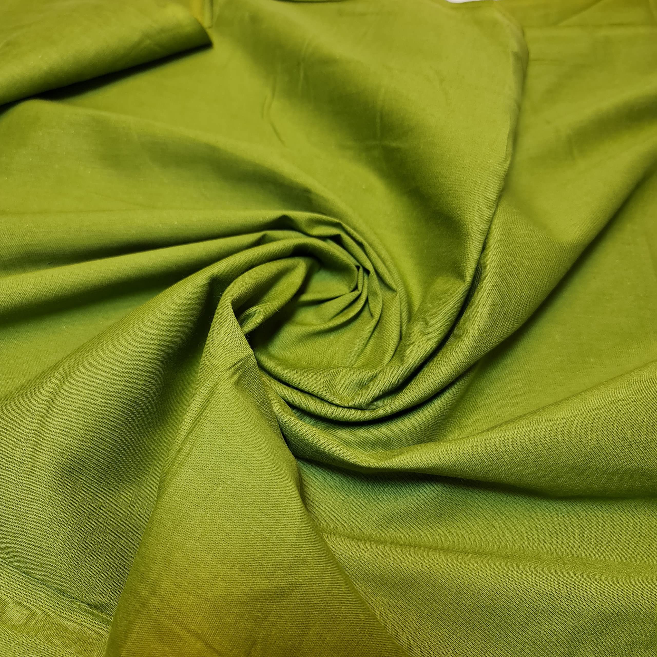 Plain 100% Cotton Egyptian Cambric Poplin Craft Soft Dress Material Fabric 44" (5 Meter, (New) Olive)
