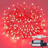 MYGOTO 33FT 100 LED Red Valentine Lights, Connectable Red Christmas String Light Waterproof,8 Modes Clear Wire Twinkle Lights Outdoor Plug in for Valentine's Day, Wedding, Party, Christmas Decoration