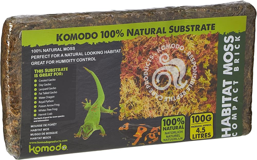 Komodo Habitat Moss Compact Brick Reptile Substrate Humidity Control