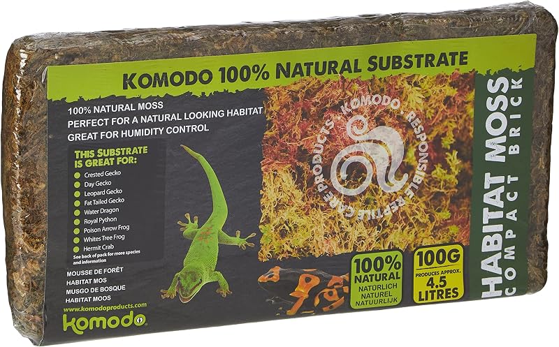 Komodo Habitat Moss Compact Brick Reptile Substrate Humidity Control