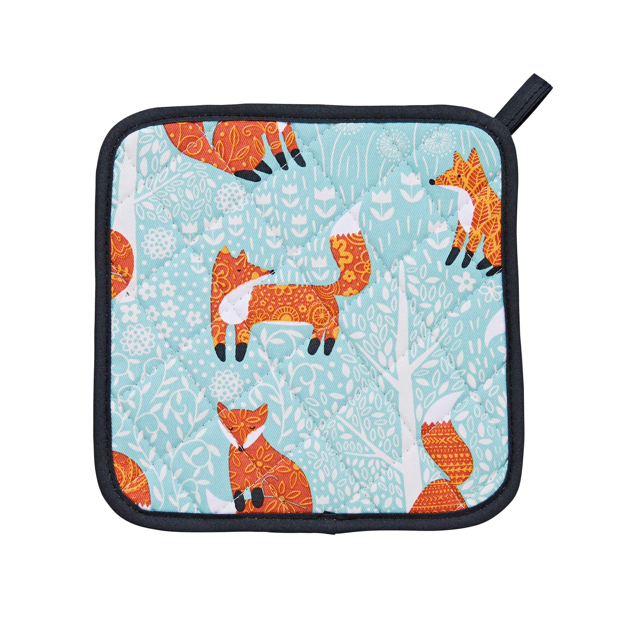 Ulster Weavers - Fox Pot Mat/Pot Holder (21 x 21cm) - 100% Cotton - Cotton Trivet with Foxes - Blue Pot Mat with Foxes - For Hot Pan Mat - Trivets for Hot Pans - Fox Kitchen Accessories - Fox Gifts